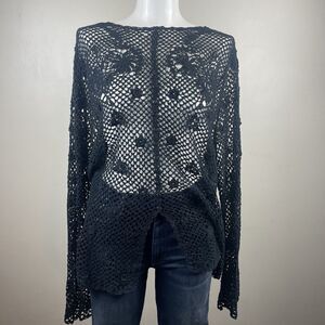 Black Witchy Whimsy Goth Emo Crochet Cardigan Measures Like A Large